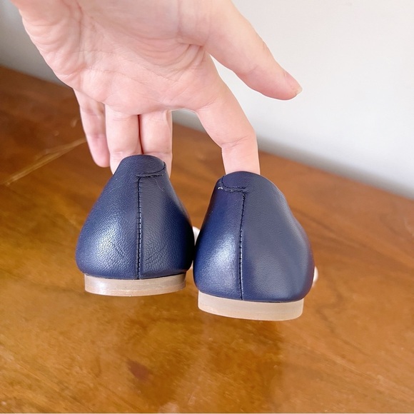 Boden • Vienne Point Flats d'orsay red white stripe canvas navy blue leather - Picture 7 of 9